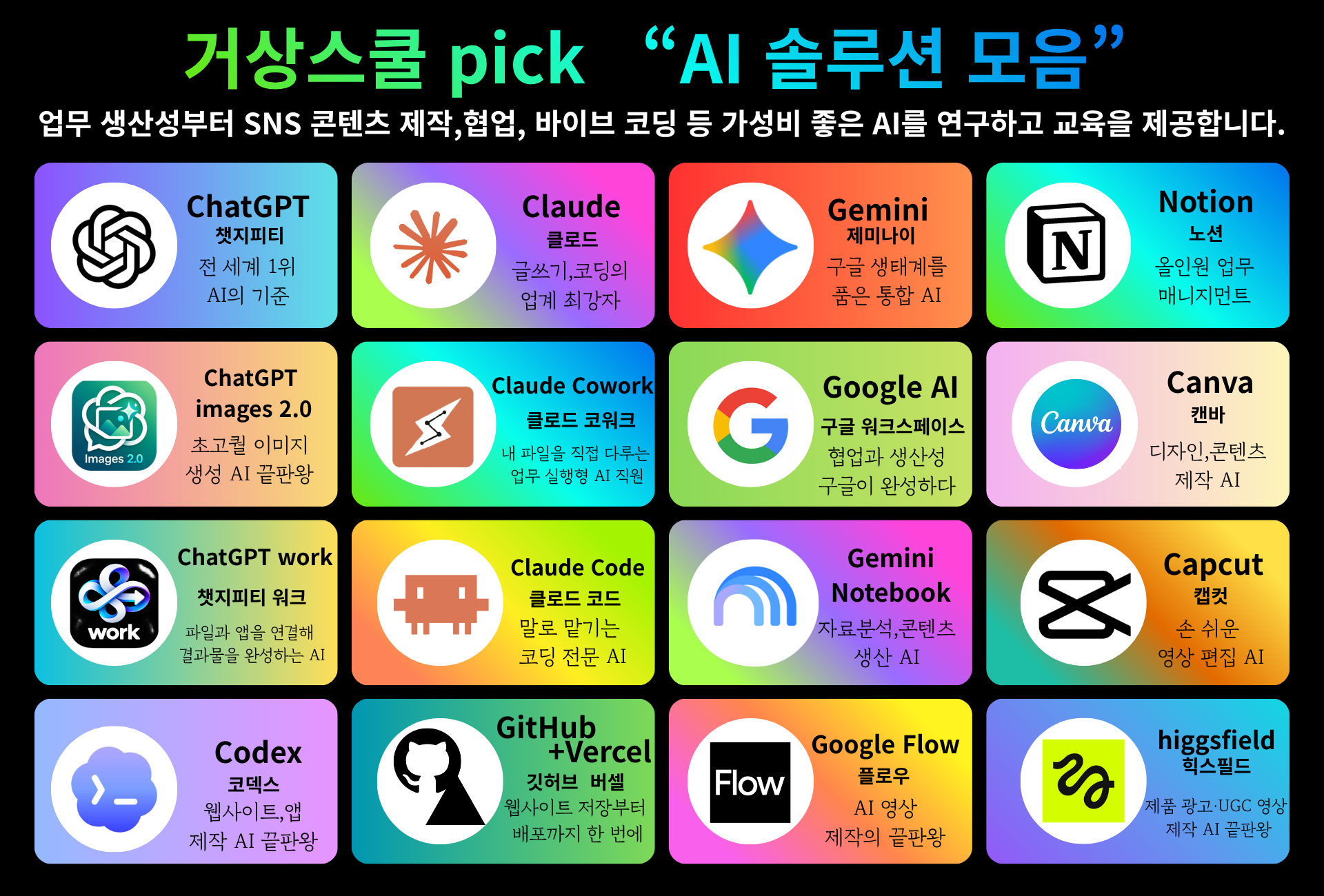 거상스쿨이 교육하는 16가지 AI 솔루션